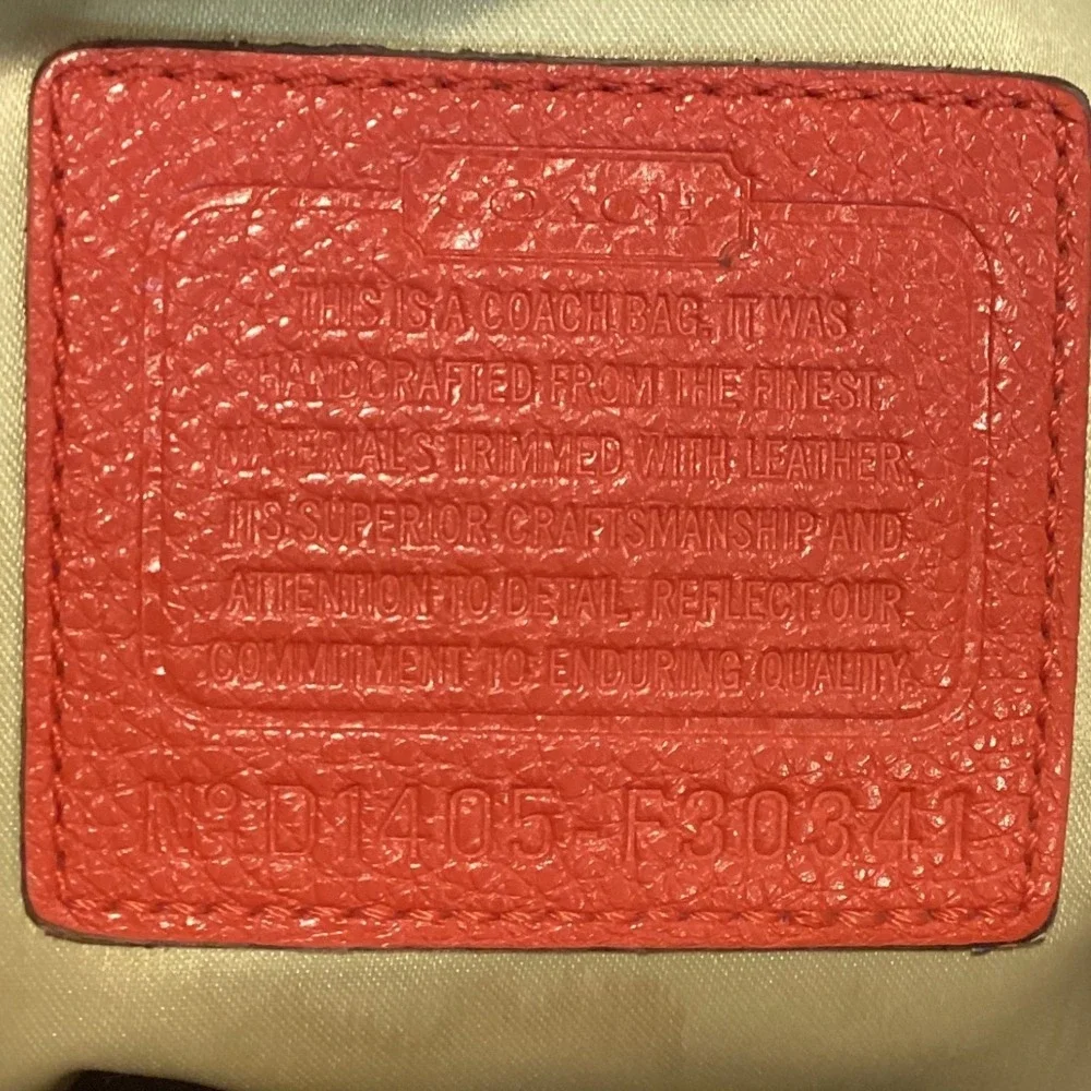 Coach Park Signature Hobo Shoulder Bag with Orange-Red Leather Trim - Picture 8 of 12
